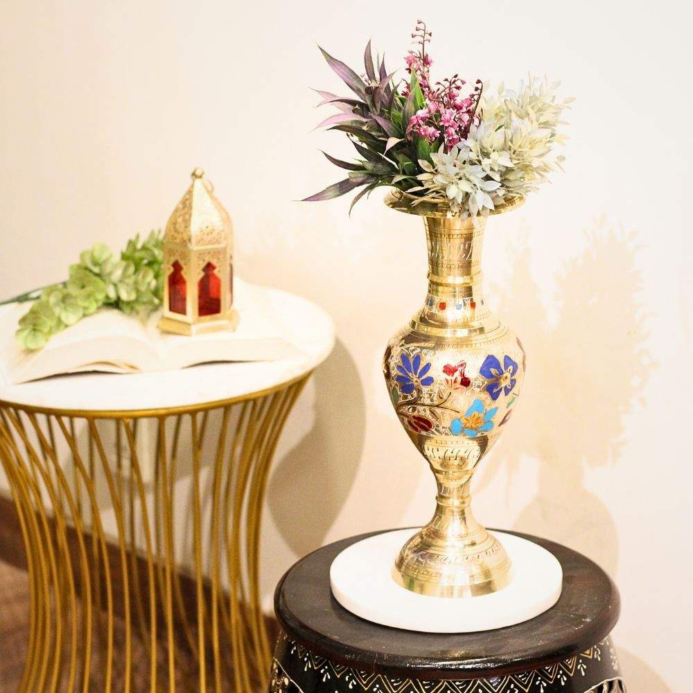 Brass Flower Vase – 12 Inch Traditional Decorative Vase